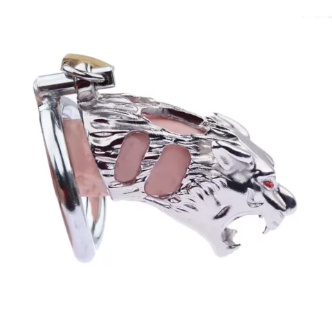 Lion face stainless steel chastity cage